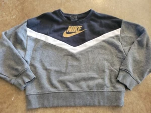 Girl's Nike Kids Retro Style Sweatshirt Pullover Black White Gray Gold Sz. 6x L - Picture 1 of 5