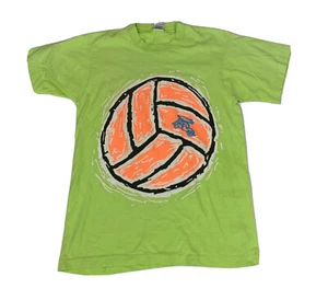 VTG 90s Beach Volleyball T Shirt Single-Stitch USA Made Green Sz M FOTL 2 Sided - Picture 1 of 7