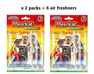 2 x 3er PACK MEERKAT AUTO LUFTERFRISCHER HÄNGEKARTON NEU DUFT GERUCH - Bild 1 von 2