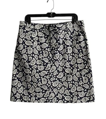 Falda de mezclilla Talbots cachemira para mujer talla 14 falda blanca azul marino clásica elegante costera Foto 1 de 4