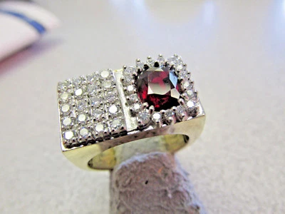 Anillo de diamantes y rubíes de alta resistencia para hombre con informe de laboratorio 14k talla 10 hacer oferta Foto 1 de 4