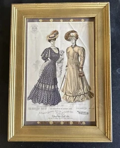Antique 1905 McCall Magazine Page For Patterns Of Dress & Coat Framed Wall Art - Picture 1 of 11
