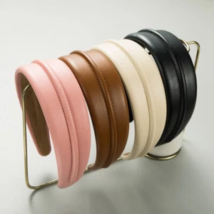 Wide PU Leather Headband Women Alice Band Hair Bands Thick Sponge Hair Hoop UK - Picture 1 of 16