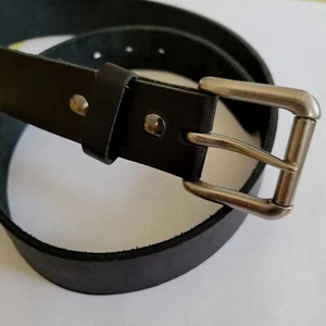 Dicker Ledergürtel Unisex 41 Gesamtlänge 32-38 silberne Schnalle 1,5 cm breit - Bild 1 von 12