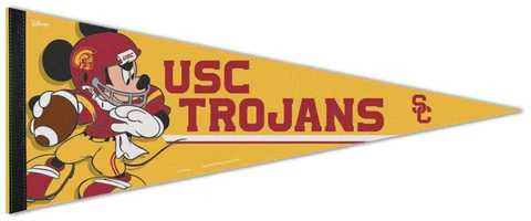 Rare USC Trojans MICKEY MOUSE QB Disney Premium Felt Collectors PENNANT Cover