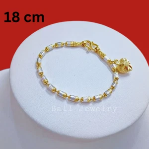 Heart 18K 22K 23K 24K THAI BAHT YELLOW GOLD WOMEN Bracelet 18 cm - Picture 1 of 5