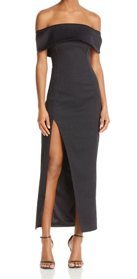 STYLESTALKER Womens Lana Black Off-the-shoulder Side Slit Maxi Dress S BHFO 6686
