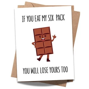 Funny Romantic Card – Six Pack Joke For Him or Her – Handmade in USA - Picture 1 of 7