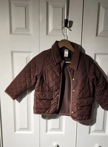 Gymboree Boys Brown Quilted Corduroy Trim Jacket Coat Size XS 3-4 - Picture 1 of 3