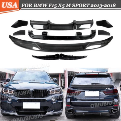 For BMW X5 F15 M Performance 13-18 Carbon Look Front Splitter Lip+Rear Diffuser - Изображение 1 из 4