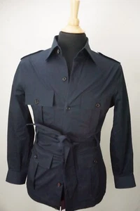 Isaia Napoli Navy Blue Cotton Belted Safari Field Coat Jacket Sz XS BRAND NEW - Picture 1 of 7