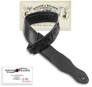 Walker & Williams G-46 Black Premium Padded Guitar Strap Soft Glove Leather Back - Picture 1 of 5