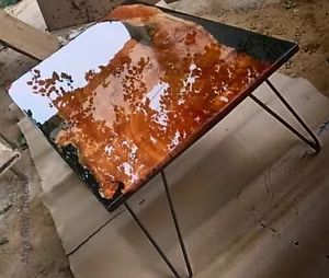Live Edge Solid Wood Black Epoxy Resin Center Table - Picture 1 of 4