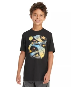 Adidas BLACK Boys Short Sleeve Galactic Sport Tee, US Medium - Picture 1 of 4