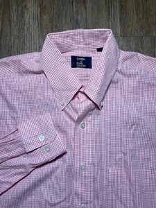 Vintage Gitman Bros Shirt Mens Medium Pink Check Long Sleeve Button Up USA - Picture 1 of 7