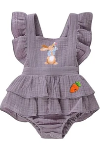 Peter Rabbit Girl Birthday Cake Smash Outfit Easter Romper Dress Clothes Bunny - Picture 1 of 4