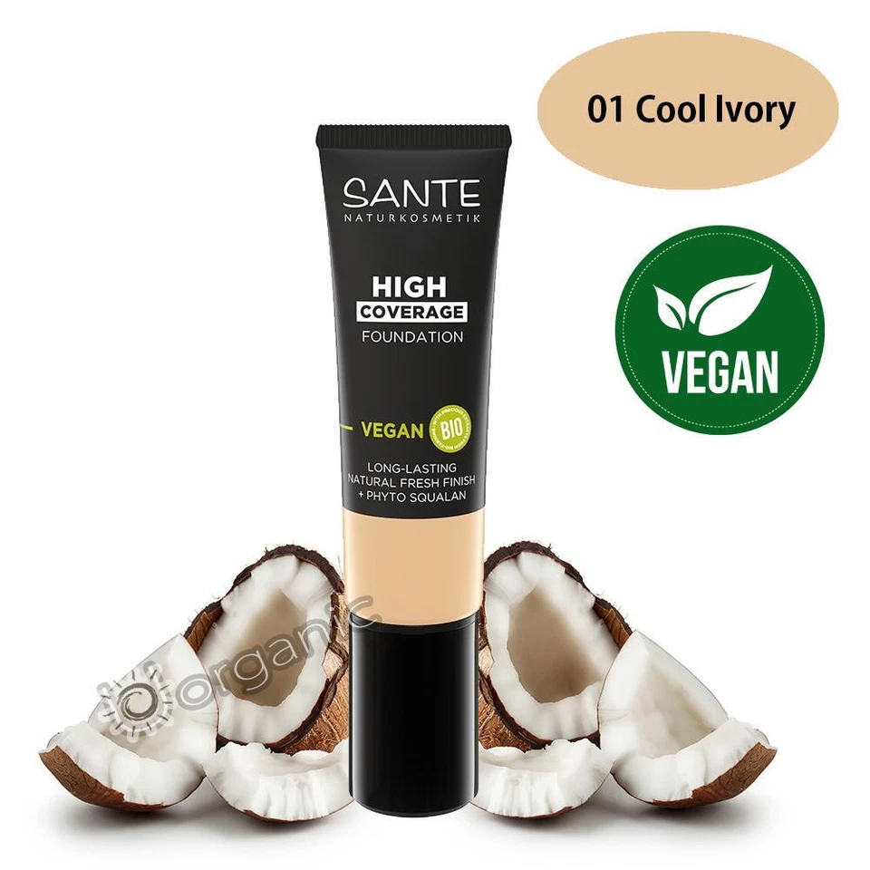 Base de maquillaje Sante Organic Natural Vegana Alta Cobertura 01 Cool Ivory 25 ml Foto 1 de 1