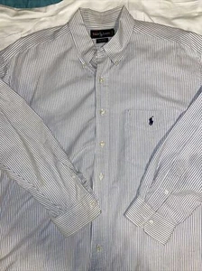 Vintage Rare Ralph Lauren Print Striped Big Shirt Tag Size Large - Picture 1 of 11