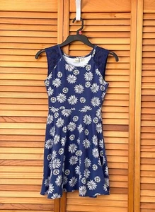Girl's Mudd Blue Floral Daisy Lace Dress Sleeveless Sz 12 - Picture 1 of 4