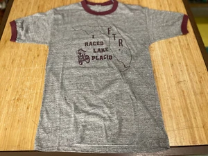 Rare Vintage 1970s FL Lake Placid motor cross race T Shirt Ringer Size M THIN - Picture 1 of 8