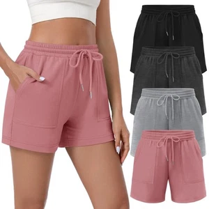 4 Pack Womens Sweat Shorts Cotton Casual Lounge Drawstring High Waist Summer ... - Picture 1 of 7