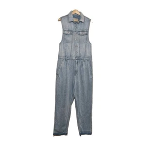 We The Free Denim Utility Jumpsuit Boiler Suit Sleeveless Blue Medium Pockets - Bild 1 von 13