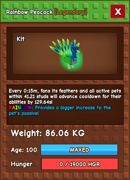 🐶 Roblox GROW A GARDEN | RAINBOW TITANIC PEACOCK 86KG+ 0.15m | Fast and safe - Image 1 of 1