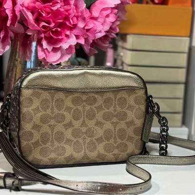 Coach signature Camera bag with snakeskin and gunmetal hardware Crossbody Bag - Image 1 of 4