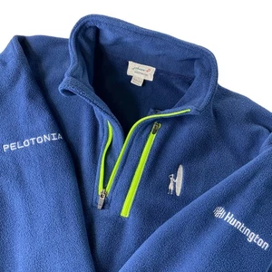 Pullover polar Johnnie O 1/4 cremallera para hombre chaqueta grande azul suave neón surf pelotonía - Imagen 1 de 11