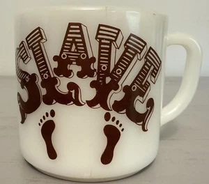 Federal Glass Slave Coffee Cup Mug Milk Glass White Brown Vintage - Picture 1 of 5