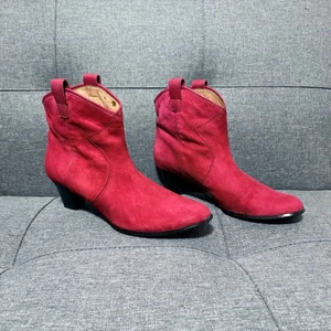 Array Ankle Boot Women 10N Red Leather Western Cowgirl - Picture 1 of 9