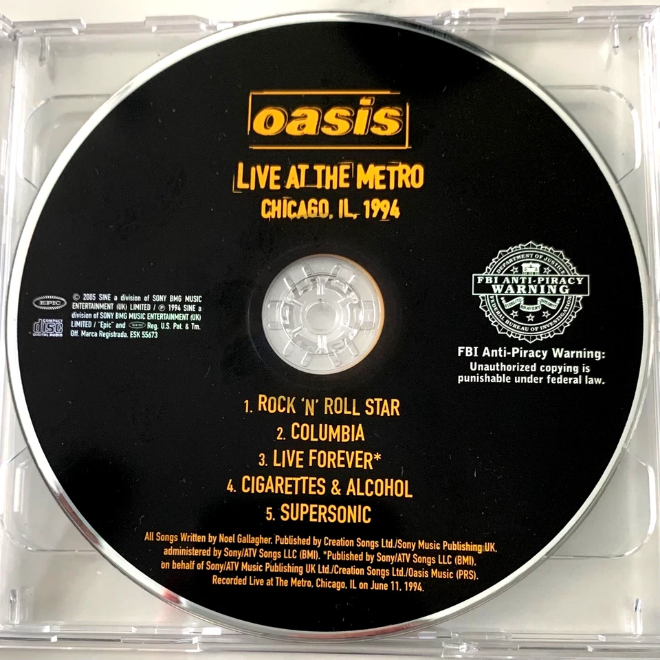 DISC ONLY OASIS Live At The Metro Chicago CD 1994 From Don't Believe The Truth Foto 1 de 2