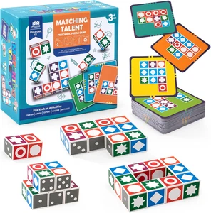 Puzzle Di Legno Matching Game, Pattern Block Match Puzzle Da Costruzione, Gioco  - Foto 1 di 12