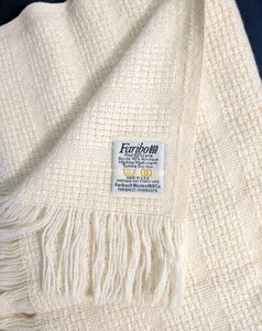 Vtg Faribo Wool Blend Afghan/Throw White NEW in Original Box 50"x60" - Picture 1 of 6