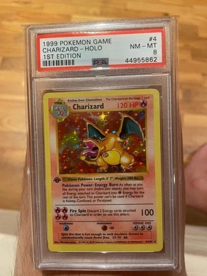 1999 POKEMON BASE SET 1ST EDITION #4 CHARIZARD HOLO PSA 8 — 第 1/2 张图片