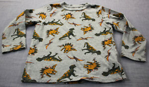 Tucker & Tate Boys Gray Dinosaurs T-Rex Print 100% Cotton LS Crewneck Shirt Sz 3