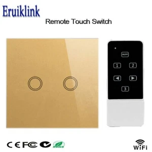 UK Standard 433mhz RF Wireless Remote Control Switch,2 Gang 1 Way Glass Panel - Picture 1 of 3