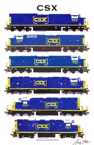 Poster CSX How Tomorrow Moves Locomotives 11""x17"" firmato da Andy Fletcher - Foto 1 di 1