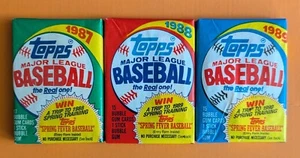 1987, 1988, 1989 Topps Baseball 3 Pack Lot - Factory Sealed - Picture 1 of 1