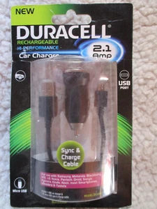 Duracell DCS5341 Rechargeable Hi-Performance Micro USB Phone Car Charger 5V 2.1A - Picture 1 of 8