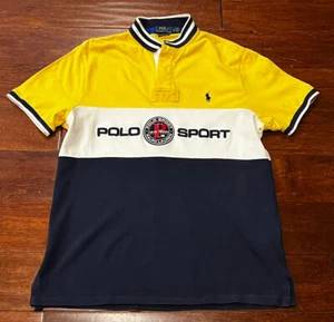 Polo Sport Ralph Lauren Blue Yellow Mens Medium Yacht Challenge Button Shirt - Picture 1 of 13