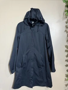 Lululemon Damen Größe 6 schwarz lange Jacke Mantel mit Kapuze Softshell leicht - Bild 1 von 9