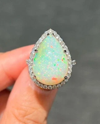 Hermoso anillo de ópalo de fuego natural anillos de plata esterlina 925 maciza anillo de ópalo de fuego Foto 1 de 4