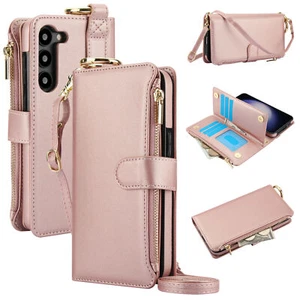 Girl/Women Zipper Leather Magnetic Card Holder Wallet Phone Case Purse Crossbody - Picture 1 of 13