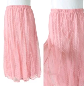 Ultra Pink Tulle Skirt Peach Sz Large Polka Dot Flare Elastic Waist Pull On New - Picture 1 of 6