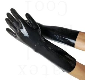 100% Latex Schwarz Handschuhe Gloves Cluber Rubber Cheap Mitten 0.4mm S-XL - Picture 1 of 7