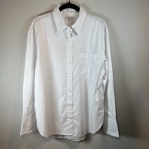Madewell Womens Relaxed Button Up Blouse Shirt White Cotton Pocket New Sz Medium - Picture 1 of 14