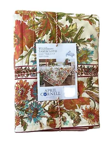 April Cornell Linen Tablecloth Wildflowers Size 60"x 84” Floral Fall Sunflowers - Picture 1 of 2