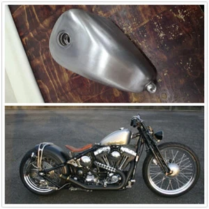 Nuevo tanque de combustible de gasolina para motocicleta hecho a mano para Harley con tapa de aceite 005A plateado - Imagen 1 de 6