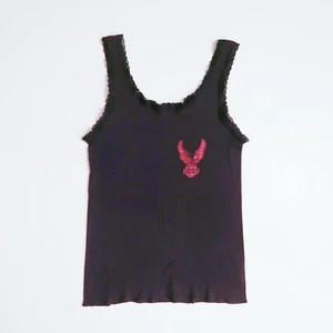 Harley Davidson logo vintage 70s / 80s womens black lace tank top Small / Medium - Picture 1 of 3